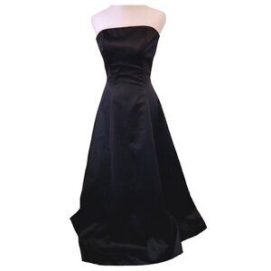 J. Peterman Strapless Black Evening Gown Fitted Waist Ladder Back Women's Size 2